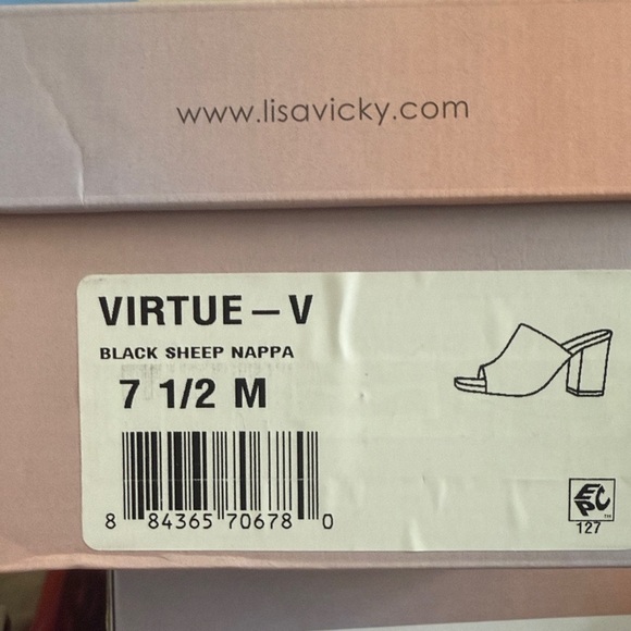 Lisa Vicky Black Sheep Napa Leather Square Toe Block Heel Mule Sandal 7.5 NIB - Picture 2 of 2